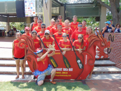 Red shirt paddler team